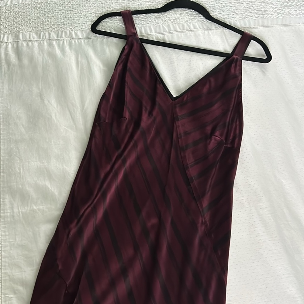 Gold Hawk Midi Stripe Cocktail Slip Dress *Never Worn*   Burgundy / Black  SMALL - Picture 5 of 10